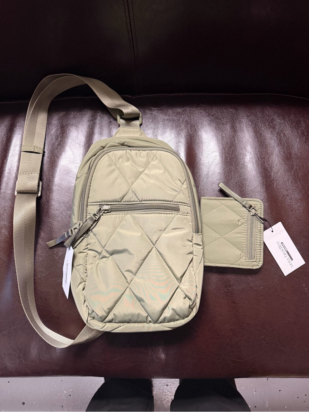 Vera Bradley Essential Deep Lichen Green Sling Backpack and wallet